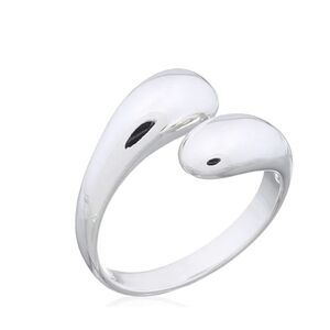 Silver Plated Adjustable Minimalist Drop Band Jewelry Rings